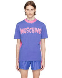 hellviolettes Strick T-Shirt mit einem Rundhalsausschnitt von Moschino