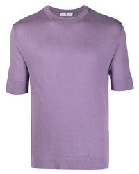 hellviolettes Strick T-Shirt mit einem Rundhalsausschnitt von PT TORINO