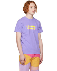 hellviolettes Strick T-Shirt mit einem Rundhalsausschnitt von KidSuper