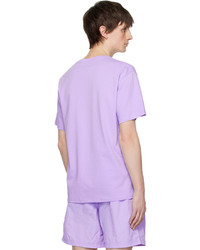 hellviolettes Strick T-Shirt mit einem Rundhalsausschnitt von Saturdays Nyc