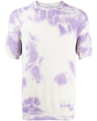 hellviolettes Mit Batikmuster T-Shirt mit einem Rundhalsausschnitt von Laneus