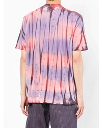 hellviolettes Mit Batikmuster T-Shirt mit einem Rundhalsausschnitt von PS Paul Smith