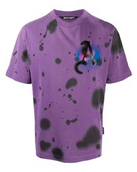 hellviolettes Mit Batikmuster T-Shirt mit einem Rundhalsausschnitt von Palm Angels