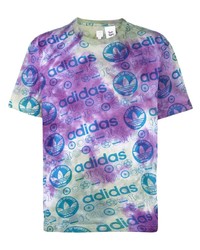 hellviolettes Mit Batikmuster T-Shirt mit einem Rundhalsausschnitt von Stain Shade