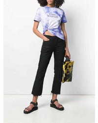 hellviolettes Mit Batikmuster T-Shirt mit einem Rundhalsausschnitt von Paco Rabanne