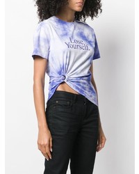 hellviolettes Mit Batikmuster T-Shirt mit einem Rundhalsausschnitt von Paco Rabanne