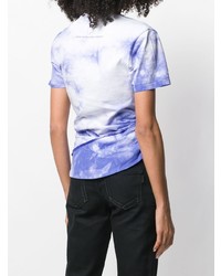 hellviolettes Mit Batikmuster T-Shirt mit einem Rundhalsausschnitt von Paco Rabanne