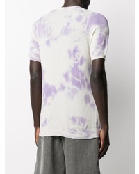 hellviolettes Mit Batikmuster T-Shirt mit einem Rundhalsausschnitt von Laneus