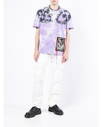 hellviolettes Mit Batikmuster T-Shirt mit einem Rundhalsausschnitt von Charles Jeffrey Loverboy