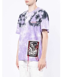 hellviolettes Mit Batikmuster T-Shirt mit einem Rundhalsausschnitt von Charles Jeffrey Loverboy