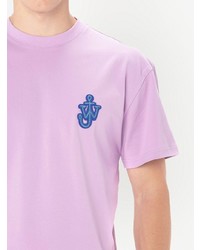 hellviolettes T-Shirt mit einem Rundhalsausschnitt von JW Anderson