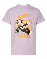 hellviolettes T-Shirt mit einem Rundhalsausschnitt von Anti Social Social Club
