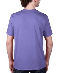 hellviolettes T-Shirt mit einem Rundhalsausschnitt von Anvil
