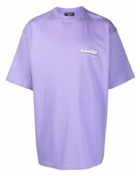 hellviolettes T-Shirt mit einem Rundhalsausschnitt von Balenciaga