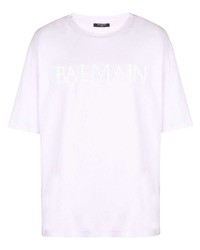 hellviolettes T-Shirt mit einem Rundhalsausschnitt von Balmain