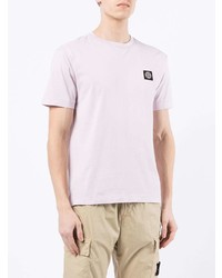 hellviolettes T-Shirt mit einem Rundhalsausschnitt von Stone Island