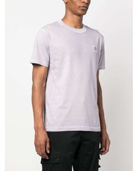 hellviolettes T-Shirt mit einem Rundhalsausschnitt von Stone Island