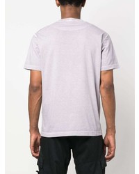 hellviolettes T-Shirt mit einem Rundhalsausschnitt von Stone Island