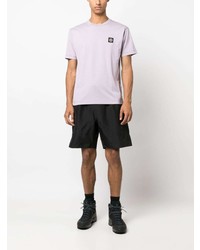 hellviolettes T-Shirt mit einem Rundhalsausschnitt von Stone Island