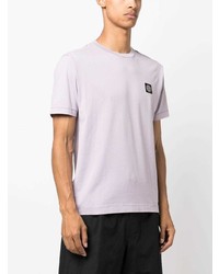 hellviolettes T-Shirt mit einem Rundhalsausschnitt von Stone Island