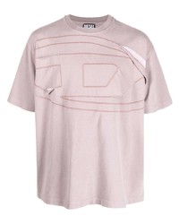 hellviolettes T-Shirt mit einem Rundhalsausschnitt von Diesel
