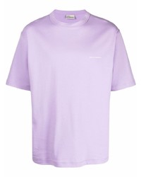 hellviolettes T-Shirt mit einem Rundhalsausschnitt von Drôle De Monsieur