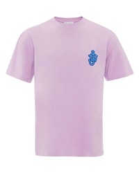 hellviolettes T-Shirt mit einem Rundhalsausschnitt von JW Anderson