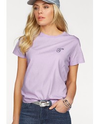 hellviolettes T-Shirt mit einem Rundhalsausschnitt von Lee