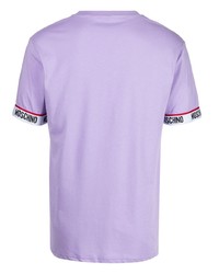 hellviolettes T-Shirt mit einem Rundhalsausschnitt von Moschino