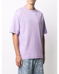 hellviolettes T-Shirt mit einem Rundhalsausschnitt von Drôle De Monsieur