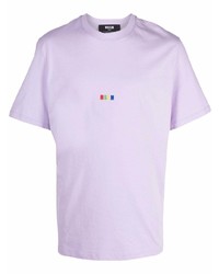 hellviolettes T-Shirt mit einem Rundhalsausschnitt von MSGM
