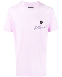 hellviolettes T-Shirt mit einem Rundhalsausschnitt von Philipp Plein