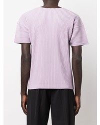 hellviolettes T-Shirt mit einem Rundhalsausschnitt von Homme Plissé Issey Miyake