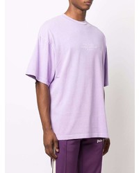 hellviolettes T-Shirt mit einem Rundhalsausschnitt von Palm Angels