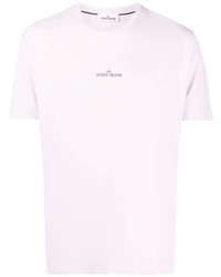 hellviolettes T-Shirt mit einem Rundhalsausschnitt von Stone Island