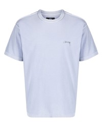 hellviolettes T-Shirt mit einem Rundhalsausschnitt von Stussy
