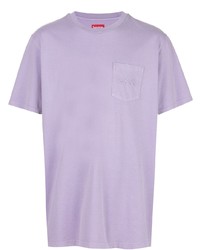 hellviolettes T-Shirt mit einem Rundhalsausschnitt von Supreme