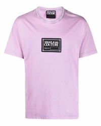 hellviolettes T-Shirt mit einem Rundhalsausschnitt von VERSACE JEANS COUTURE