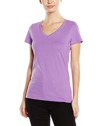 hellviolettes T-Shirt mit einem V-Ausschnitt von Stedman Apparel