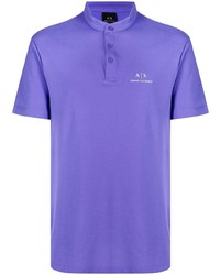 hellviolettes T-shirt mit einer Knopfleiste von Armani Exchange