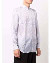 hellviolettes vertikal gestreiftes Langarmhemd von Comme Des Garcons SHIRT