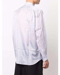 hellviolettes vertikal gestreiftes Langarmhemd von Comme Des Garcons SHIRT