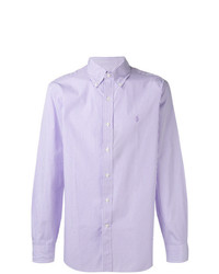 hellviolettes vertikal gestreiftes Langarmhemd von Polo Ralph Lauren