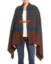 horizontal gestreifter Wollponcho