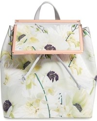 Leder Rucksack mit Blumenmuster