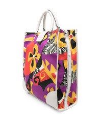 lila bedruckte Shopper Tasche aus Leder von Moschino