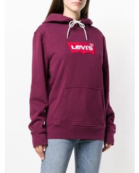 lila bedruckter Pullover mit einer Kapuze von Levi's