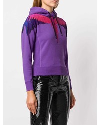 lila bedruckter Pullover mit einer Kapuze von Marcelo Burlon County of Milan