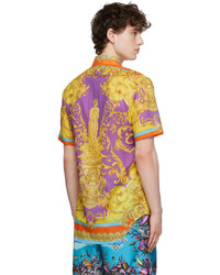 lila bedrucktes Kurzarmhemd von Versace