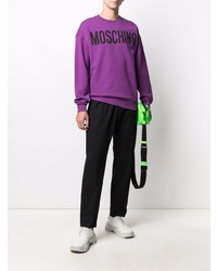 lila bedrucktes Sweatshirt von Moschino